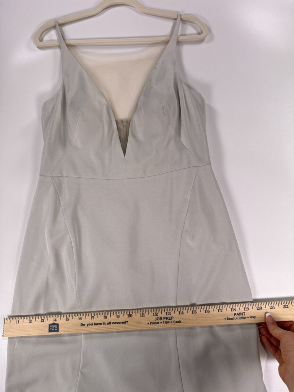 Marchesa Notte Bridesmaids Crema V-Neck Trumpet Gown Solid Silver Size 8 - Picture 11 of 15